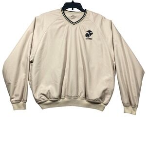 USMC United States Marine Corps Pullover Jacket Mens Medium Beige Windbreaker